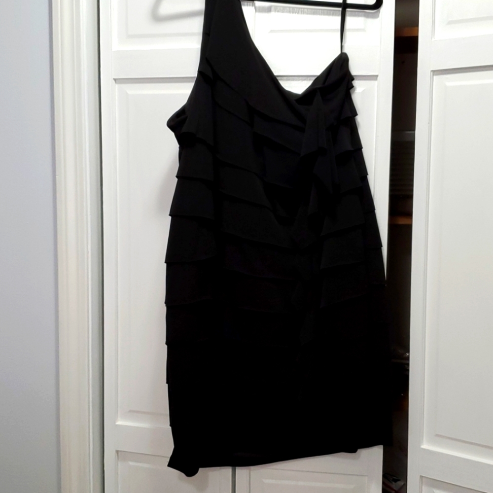 One shoulder ruffled mini dress